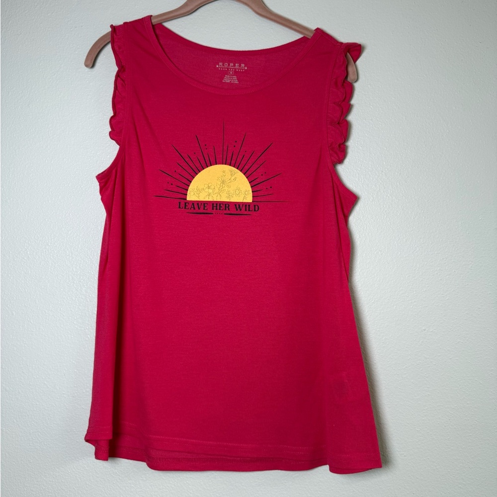 Roper Hot Pink Sleeveless Tank with Yellow Sun Graphic